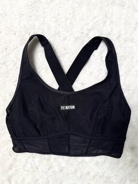 P.E NATION Black Mesh Panel Sports Bra